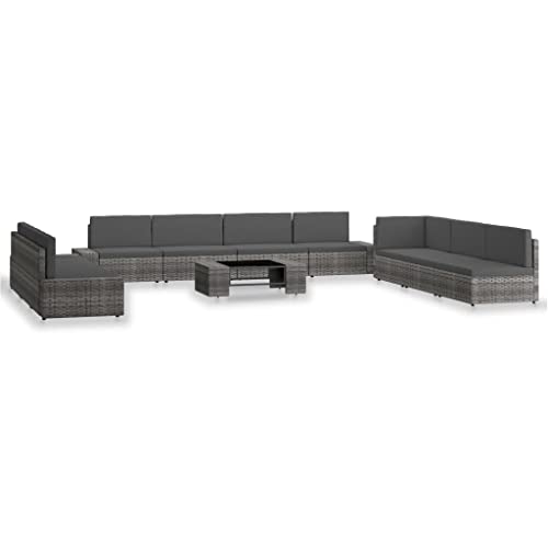 Qnhdfrt Garten Lounge Set Poly Rattan Grau Anthrazit 10 teilig mit Couchtisch Wetterfestes PE Rattan und Polster für Terrasse Balkon Garten Qnhdfrt Garten Lounge Set Poly Rattan Grau Anthrazit 10 teilig mit Couchtisch Wetterfestes PE Rattan und Polster für Terrasse Balkon Garten von Qnhdfrt
