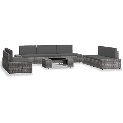 Qnhdfrt Garten Lounge Set Poly Rattan Grau Anthrazit 8 teilig Outdoor Sitzgruppe mit Couchtisch für Terrasse Garten und Balkon Qnhdfrt Garten Lounge Set Poly Rattan Grau Anthrazit 8 teilig Outdoor Sitzgruppe mit Couchtisch für Terrasse Garten und Balkon von Qnhdfrt