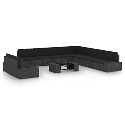 Qnhdfrt Garten Lounge Set Schwarz 10 teilig PE Rattan Möbel Set mit Kissen und Glas Couchtisch für Balkon Terrasse Garten Qnhdfrt Garten Lounge Set Schwarz 10 teilig PE Rattan Möbel Set mit Kissen und Glas Couchtisch für Balkon Terrasse Garten von Qnhdfrt