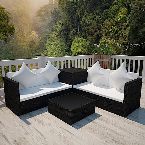 Qnhdfrt Garten Lounge Set Schwarz 4 teilig mit Couchtisch und Aufbewahrungsbox PE Rattan Möbel für Terrasse Balkon und Garten Qnhdfrt Garten Lounge Set Schwarz 4 teilig mit Couchtisch und Aufbewahrungsbox PE Rattan Möbel für Terrasse Balkon und Garten von Qnhdfrt