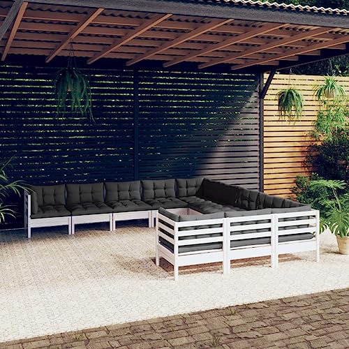 Qnhdfrt Garten Lounge Set Weiß 11 TLG Kiefernholz Outdoor Sitzgruppe mit Kissen Anthrazit für Terrasse Balkon Garten Qnhdfrt Garten Lounge Set Weiß 11 TLG Kiefernholz Outdoor Sitzgruppe mit Kissen Anthrazit für Terrasse Balkon Garten von Qnhdfrt