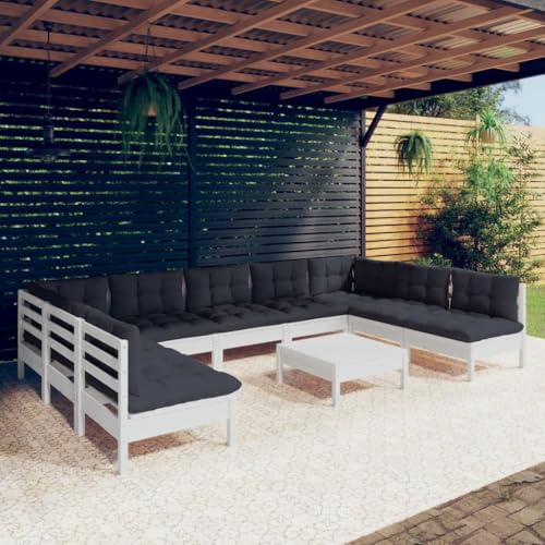 Qnhdfrt Garten Lounge Set Weiß Massivholz Kiefer 10 teilig mit Kissen Anthrazit Modular Sitzgruppe Outdoor für Terrasse Balkon und Garten Qnhdfrt Garten Lounge Set Weiß Massivholz Kiefer 10 teilig mit Kissen Anthrazit Modular Sitzgruppe Outdoor für Terrasse Balkon und Garten von Qnhdfrt