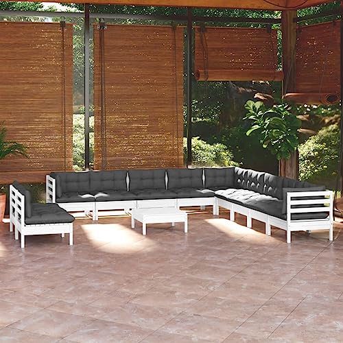 Qnhdfrt Garten Lounge Set Weiß aus Massivholz Kiefer mit Kissen Anthrazit 63 5 x 63 5 x 62 5 cm Robustes Outdoor Möbelset für Terrasse Balkon und Garten Qnhdfrt Garten Lounge Set Weiß aus Massivholz Kiefer mit Kissen Anthrazit 63 5 x 63 5 x 62 5 cm Robustes Outdoor Möbelset für Terrasse Balkon und Garten von Qnhdfrt