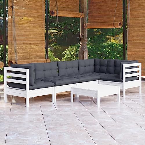 Qnhdfrt Garten Lounge Set Weiß aus Massivholz mit Anthrazit Kissen Eck Sofa Hocker Tisch Modular Outdoor Sitzgruppe für Terrasse Balkon Garten Qnhdfrt Garten Lounge Set Weiß aus Massivholz mit Anthrazit Kissen Eck Sofa Hocker Tisch Modular Outdoor Sitzgruppe für Terrasse Balkon Garten von Qnhdfrt