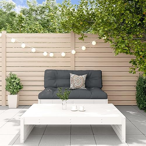 Qnhdfrt Garten Lounge Set Weiß aus Massivholz mit Kissen 120 cm Breite Modulares Sofa und Hocker für Terrasse Balkon Garten von Qnhdfrt