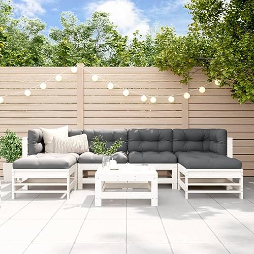 Qnhdfrt Garten Lounge Set Weiß aus Massivholz mit Kissen 57 5 x 63 5 x 60 cm Modulares Design für Terrasse Balkon und Garten Qnhdfrt Garten Lounge Set Weiß aus Massivholz mit Kissen 57 5 x 63 5 x 60 cm Modulares Design für Terrasse Balkon und Garten von Qnhdfrt