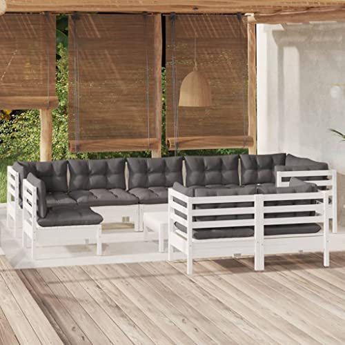 Qnhdfrt Garten Lounge Set Weiß aus Massivholz mit Kissen Anthrazit 10 teilig Eck Sofa Hocker Tisch Kombinierbar für Terrasse Balkon Garten Qnhdfrt Garten Lounge Set Weiß aus Massivholz mit Kissen Anthrazit 10 teilig Eck Sofa Hocker Tisch Kombinierbar für Terrasse Balkon Garten von Qnhdfrt