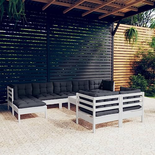 Qnhdfrt Garten Lounge Set Weiß aus Massivholz mit Kissen Anthrazit Modular Outdoor Sitzgruppe für Terrasse Balkon und Garten Qnhdfrt Garten Lounge Set Weiß aus Massivholz mit Kissen Anthrazit Modular Outdoor Sitzgruppe für Terrasse Balkon und Garten von Qnhdfrt