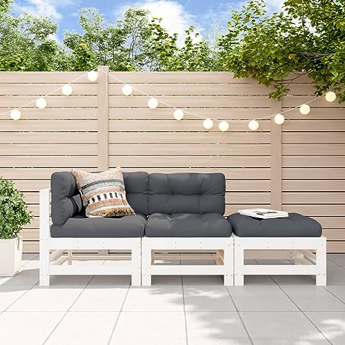 Qnhdfrt Garten Lounge Set Weiß aus Massivholz mit Kissen Modulares 3 teiliges Sofaset für Terrasse Garten und Balkon Robustes Kiefernholz Qnhdfrt Garten Lounge Set Weiß aus Massivholz mit Kissen Modulares 3 teiliges Sofaset für Terrasse Garten und Balkon Robustes Kiefernholz von Qnhdfrt