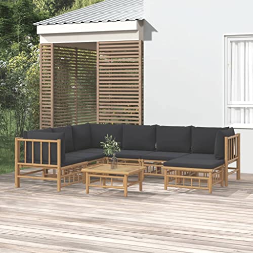 Qnhdfrt Garten Lounge Set aus Bambus 8 teilig mit Tisch und Dunkelgrauen Kissen Outdoor Sitzgruppe für Balkon Terrasse Garten Qnhdfrt Garten Lounge Set aus Bambus 8 teilig mit Tisch und Dunkelgrauen Kissen Outdoor Sitzgruppe für Balkon Terrasse Garten von Qnhdfrt