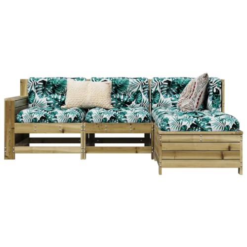 Qnhdfrt Garten Lounge Set aus Kiefernholz 4 teilig Klappbarer Beistelltisch Modulares Design für Terrasse Balkon und Gartenbereich mit Lattenstruktur von Qnhdfrt