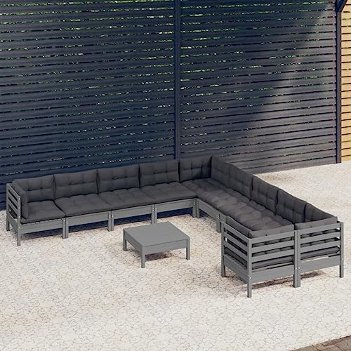 Qnhdfrt Garten Lounge Set aus Kiefernholz Grau mit Anthrazit Kissen 11 teilig Modular Outdoor Sitzgruppe für Terrasse Balkon und Garten Qnhdfrt Garten Lounge Set aus Kiefernholz Grau mit Anthrazit Kissen 11 teilig Modular Outdoor Sitzgruppe für Terrasse Balkon und Garten von Qnhdfrt