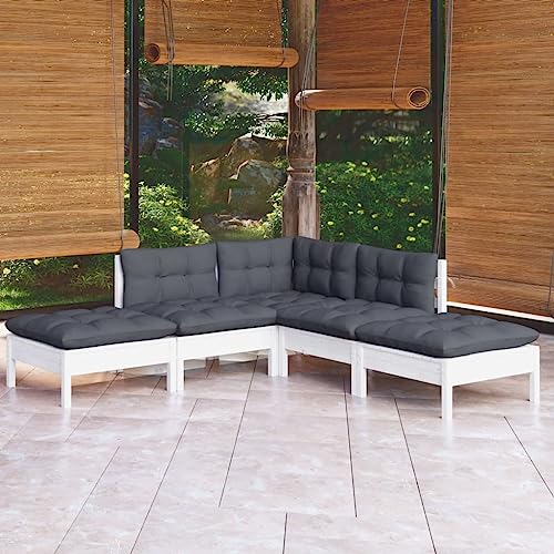 Qnhdfrt Garten Lounge Set aus Kiefernholz mit Kissen Weiß 5 teilig Robustes Outdoor Möbel Set für Terrasse Balkon und Garten Qnhdfrt Garten Lounge Set aus Kiefernholz mit Kissen Weiß 5 teilig Robustes Outdoor Möbel Set für Terrasse Balkon und Garten von Qnhdfrt