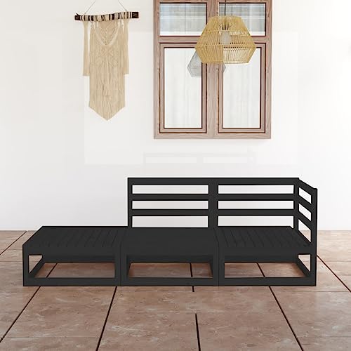 Qnhdfrt Garten Lounge Set aus Massivholz Kiefer Schwarz 70 x 70 x 67 cm Outdoor Sitzgruppe mit Eckelement und Hocker für Terrasse Balkon Garten Qnhdfrt Garten Lounge Set aus Massivholz Kiefer Schwarz 70 x 70 x 67 cm Outdoor Sitzgruppe mit Eckelement und Hocker für Terrasse Balkon Garten von Qnhdfrt