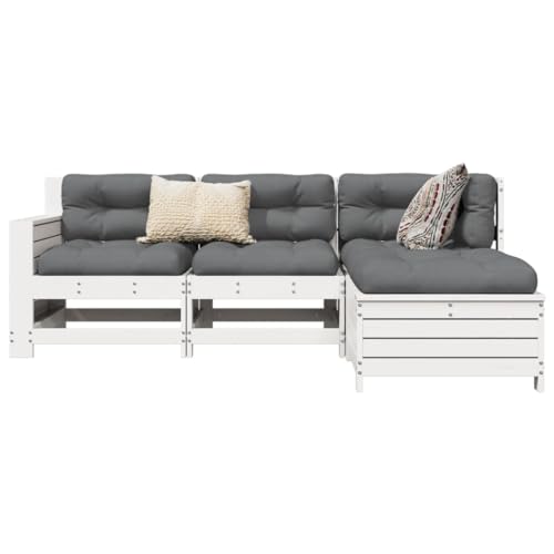 Qnhdfrt Garten Lounge Set aus Massivholz Kiefer Weiß 4 teilig Klappbarer Beistelltisch Modulares Design Robust & Langlebig für Terrasse Balkon und Garten Qnhdfrt Garten Lounge Set aus Massivholz Kiefer Weiß 4 teilig Klappbarer Beistelltisch Modulares Design Robust & Langlebig für Terrasse Balkon und Garten von Qnhdfrt
