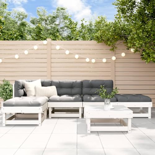 Qnhdfrt Garten Lounge Set aus Massivholz mit Kissen Weiß 61 x 60 5 x 62 cm Robuster Kiefernholzrahmen Modulares Design für Terrasse Garten und Balkon Qnhdfrt Garten Lounge Set aus Massivholz mit Kissen Weiß 61 x 60 5 x 62 cm Robuster Kiefernholzrahmen Modulares Design für Terrasse Garten und Balkon von Qnhdfrt