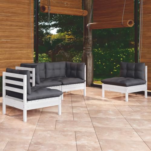 Qnhdfrt Garten Lounge Set aus Massivholz mit Kissen Weiß Anthrazit 63 5 x 63 5 x 62 5 cm Modular Outdoor Sitzgruppe für Terrasse Balkon und Garten Qnhdfrt Garten Lounge Set aus Massivholz mit Kissen Weiß Anthrazit 63 5 x 63 5 x 62 5 cm Modular Outdoor Sitzgruppe für Terrasse Balkon und Garten von Qnhdfrt