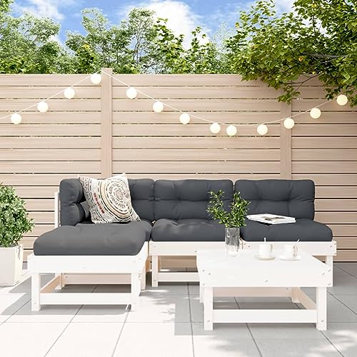 Qnhdfrt Garten Lounge Set aus massivem Kiefernholz 5 teilig mit Kissen Weiß Anthrazit Outdoor Möbel für Terrasse Garten und Balkon Qnhdfrt Garten Lounge Set aus massivem Kiefernholz 5 teilig mit Kissen Weiß Anthrazit Outdoor Möbel für Terrasse Garten und Balkon von Qnhdfrt