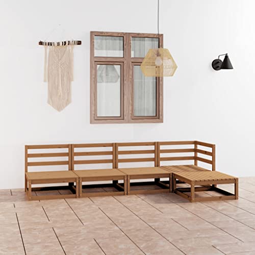 Qnhdfrt Garten Lounge Set aus massivem Kiefernholz 70 x 70 x 67 cm Honigbraun Outdoor Sitzgruppe mit Ecksofa und Hocker für Terrasse Balkon Garten von Qnhdfrt