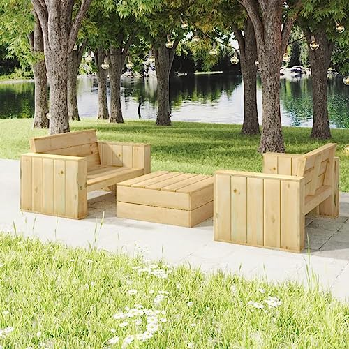 Qnhdfrt Garten Lounge Set aus massivem Kiefernholz imprägniert 139 x 76 x 74 cm mit Tisch und 2 Bänken Rustikale Sitzgruppe für Terrasse Garten und Balkon von Qnhdfrt