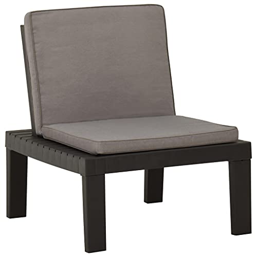 Qnhdfrt Garten Lounge Stuhl mit Dick Gepolsterter Auflage Grau Kunststoff Leicht Outdoor Sessel für Garten Balkon Camping Komfortabel 65x65x70 cm von Qnhdfrt
