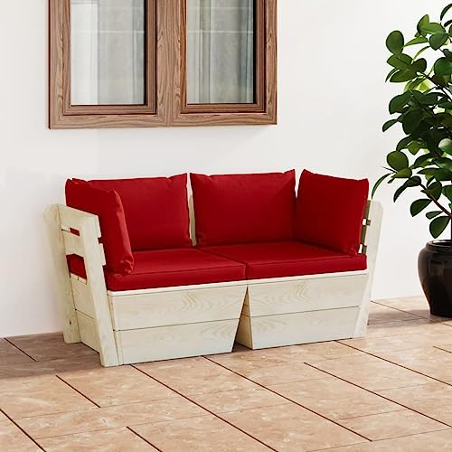 Qnhdfrt Garten Palettensofa 2 Sitzer mit Kissen aus imprägniertem Fichtenholz für Terrasse Garten und Balkon von Qnhdfrt