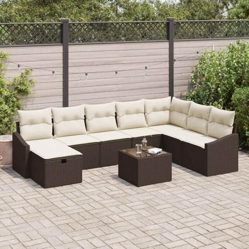 Qnhdfrt Garten-Sectional-Sofa Set aus synthetischem Rattan in Braun mit Kissen, modernes Design für Garten, Balkon und Terrasse, platzsparend und robust Qnhdfrt Garten-Sectional-Sofa Set aus synthetischem Rattan in Braun mit Kissen, modernes Design für Garten, Balkon und Terrasse, platzsparend und robust von Qnhdfrt