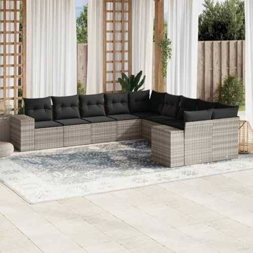 Qnhdfrt Garten Sofa Garnitur 10 teilig Hellgrau PE Rattan mit Kissen Stauraum und Modularen Design für Terrasse Garten und Balkon Qnhdfrt Garten Sofa Garnitur 10 teilig Hellgrau PE Rattan mit Kissen Stauraum und Modularen Design für Terrasse Garten und Balkon von Qnhdfrt