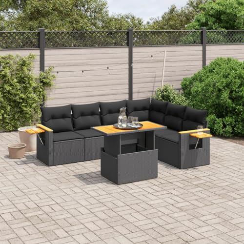Qnhdfrt Garten Sofa Garnitur 7 teilig Schwarz PE Rattan Outdoor Lounge Set mit Kissen und Klapptisch für Terrasse Balkon Garten Qnhdfrt Garten Sofa Garnitur 7 teilig Schwarz PE Rattan Outdoor Lounge Set mit Kissen und Klapptisch für Terrasse Balkon Garten von Qnhdfrt