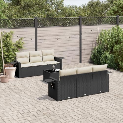 Qnhdfrt Garten Sofa Garnitur 7 teilig Schwarz PE Rattan mit Kissen Stauraum und Beistelltisch für Terrasse Garten und Balkon Qnhdfrt Garten Sofa Garnitur 7 teilig Schwarz PE Rattan mit Kissen Stauraum und Beistelltisch für Terrasse Garten und Balkon von Qnhdfrt