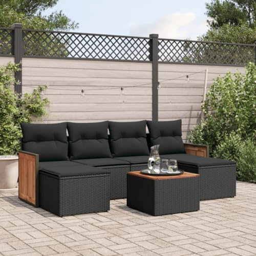 Qnhdfrt Garten Sofa Garnitur 7 teilig Schwarz PE Rattan mit Kissen und Stauraum für Terrasse Garten und Balkon Qnhdfrt Garten Sofa Garnitur 7 teilig Schwarz PE Rattan mit Kissen und Stauraum für Terrasse Garten und Balkon von Qnhdfrt
