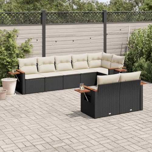Qnhdfrt Garten Sofa Garnitur 8 teilig Schwarz PE Rattan mit Kissen Stauraum und Klapptisch für Terrasse Garten und Balkon von Qnhdfrt