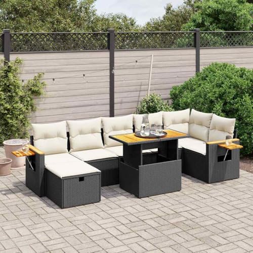 Qnhdfrt Garten Sofa Garnitur 8 teilig Schwarz PE Rattan mit Kissen und Klapptisch für Terrasse Balkon Garten Qnhdfrt Garten Sofa Garnitur 8 teilig Schwarz PE Rattan mit Kissen und Klapptisch für Terrasse Balkon Garten von Qnhdfrt