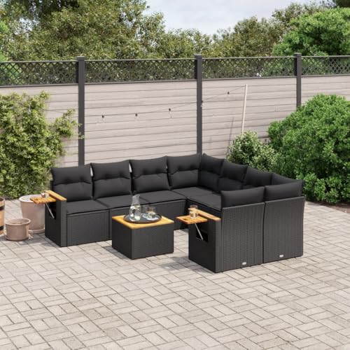 Qnhdfrt Garten Sofa Garnitur 9 teilig Schwarz PE Rattan mit Kissen Stauraum und Beistelltisch für Terrasse Garten Balkon Qnhdfrt Garten Sofa Garnitur 9 teilig Schwarz PE Rattan mit Kissen Stauraum und Beistelltisch für Terrasse Garten Balkon von Qnhdfrt
