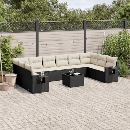 Qnhdfrt Garten Sofa Garnitur Schwarz PE Rattan 11 teilig mit Kissen Stauraum und Beistelltisch für Terrasse Garten und Balkon Qnhdfrt Garten Sofa Garnitur Schwarz PE Rattan 11 teilig mit Kissen Stauraum und Beistelltisch für Terrasse Garten und Balkon von Qnhdfrt