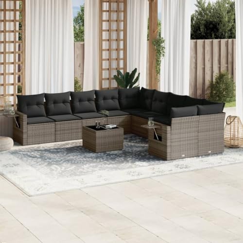 Qnhdfrt Garten Sofa Garnitur Set Grau PE Rattan mit Kissen Stauraum und Beistelltisch Modular Outdoor Lounge Möbel für Terrasse Balkon Garten Qnhdfrt Garten Sofa Garnitur Set Grau PE Rattan mit Kissen Stauraum und Beistelltisch Modular Outdoor Lounge Möbel für Terrasse Balkon Garten von Qnhdfrt