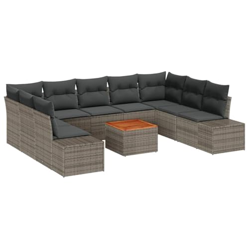Qnhdfrt Garten Sofa Set 10 TLG Grau Rattan Lounge Möbel mit Stauraum und Glas Tisch für Terrasse Garten Balkon Qnhdfrt Garten Sofa Set 10 TLG Grau Rattan Lounge Möbel mit Stauraum und Glas Tisch für Terrasse Garten Balkon von Qnhdfrt
