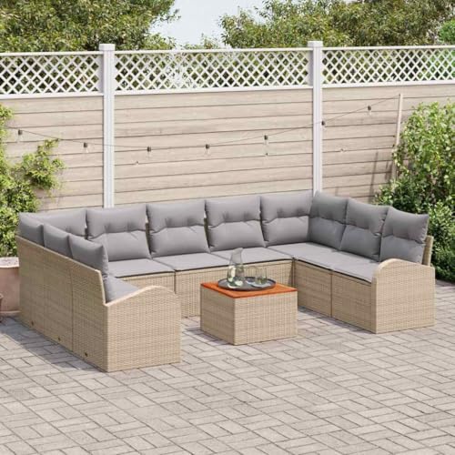 Qnhdfrt Garten Sofa Set 10 teilig Beige Hellgrau Groß Modular Outdoor Lounge Set aus Rattan und Stoff mit Gartentisch für Terrasse Garten und Balkon Qnhdfrt Garten Sofa Set 10 teilig Beige Hellgrau Groß Modular Outdoor Lounge Set aus Rattan und Stoff mit Gartentisch für Terrasse Garten und Balkon von Qnhdfrt