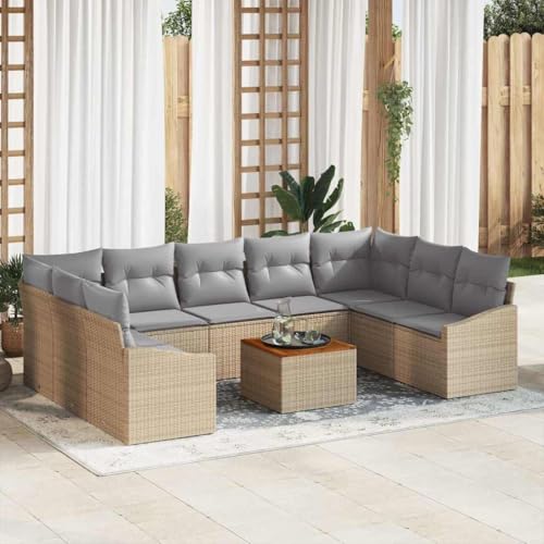 Qnhdfrt Garten Sofa Set 10 teilig Outdoor Lounge Möbel aus Poly Rattan mit grauen Kissen und Gartentisch für Terrasse Garten Balkon Qnhdfrt Garten Sofa Set 10 teilig Outdoor Lounge Möbel aus Poly Rattan mit grauen Kissen und Gartentisch für Terrasse Garten Balkon von Qnhdfrt