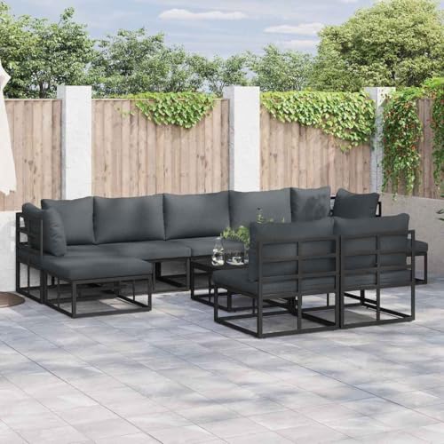 Qnhdfrt Garten Sofa Set 10 teilig Schwarz Aluminium Rahmen mit Polyester Kissen Modernes Design 70 x 70 x 32 cm Modular Sitzgruppe für Terrasse Garten und Balkon Qnhdfrt Garten Sofa Set 10 teilig Schwarz Aluminium Rahmen mit Polyester Kissen Modernes Design 70 x 70 x 32 cm Modular Sitzgruppe für Terrasse Garten und Balkon von Qnhdfrt
