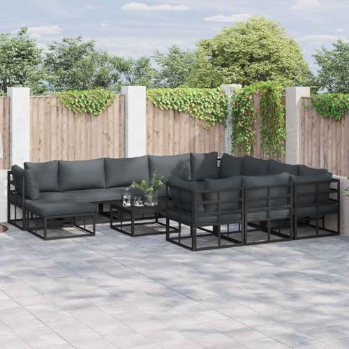 Qnhdfrt Garten Sofa Set 12 teilig Schwarz Modernes Design aus Metall mit Sitzkissen 71.5 x 71.5 x 71 cm für Balkon Terrasse und Garten Qnhdfrt Garten Sofa Set 12 teilig Schwarz Modernes Design aus Metall mit Sitzkissen 71.5 x 71.5 x 71 cm für Balkon Terrasse und Garten von Qnhdfrt