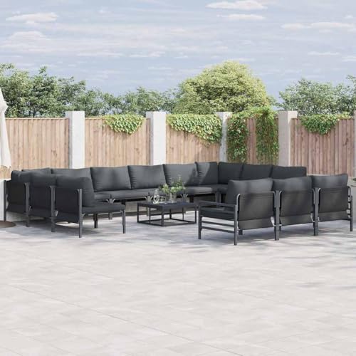 Qnhdfrt Garten Sofa Set 13 TLG Anthrazit Stahl Modernes Design Outdoor Lounge Möbel für Terrasse Garten und Balkon mit Stauraum Qnhdfrt Garten Sofa Set 13 TLG Anthrazit Stahl Modernes Design Outdoor Lounge Möbel für Terrasse Garten und Balkon mit Stauraum von Qnhdfrt