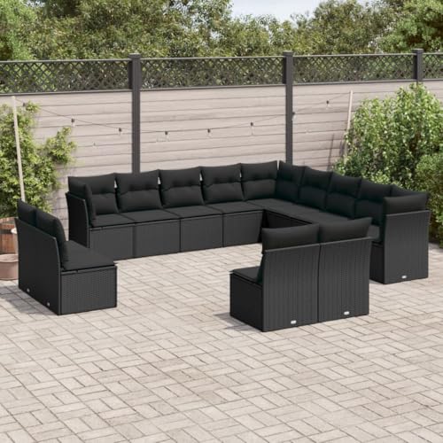Qnhdfrt Garten Sofa Set 13 teilig Schwarz PE Rattan mit Kissen Modulares Design für Terrasse Garten und Balkon Qnhdfrt Garten Sofa Set 13 teilig Schwarz PE Rattan mit Kissen Modulares Design für Terrasse Garten und Balkon von Qnhdfrt