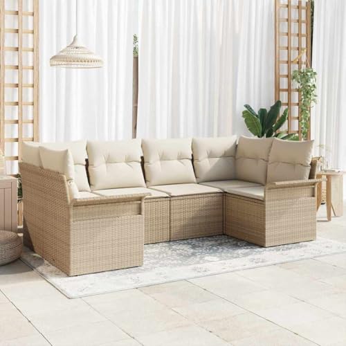 Qnhdfrt Garten Sofa Set 3 Teile Beige Poly Rattan Ecksofa mit Kissen Modernes Design Wetterbeständig für Terrasse Balkon und Garten von Qnhdfrt