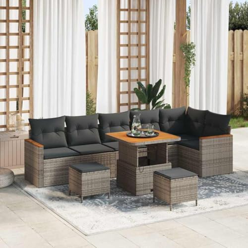 Qnhdfrt Garten Sofa Set 3 Teile Grau Modernes Poly Rattan Sitzgruppe mit Tisch und Hocker für Terrasse Garten und Balkon Qnhdfrt Garten Sofa Set 3 Teile Grau Modernes Poly Rattan Sitzgruppe mit Tisch und Hocker für Terrasse Garten und Balkon von Qnhdfrt