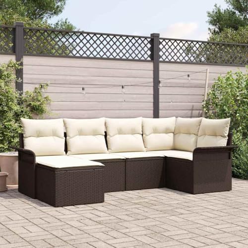 Qnhdfrt Garten Sofa Set 3 Teiler aus Poly Rattan mit Kissen Outdoor Lounge Sitzgruppe für Balkon und Terrasse Braun von Qnhdfrt
