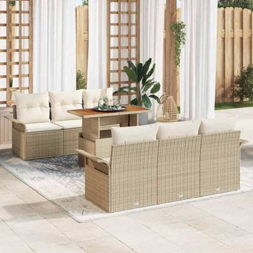 Qnhdfrt Garten Sofa Set 3 Teiler mit Couchtisch aus Poly Rattan Beige Wetterfeste Lounge Möbel für Balkon Terrasse Garten Qnhdfrt Garten Sofa Set 3 Teiler mit Couchtisch aus Poly Rattan Beige Wetterfeste Lounge Möbel für Balkon Terrasse Garten von Qnhdfrt