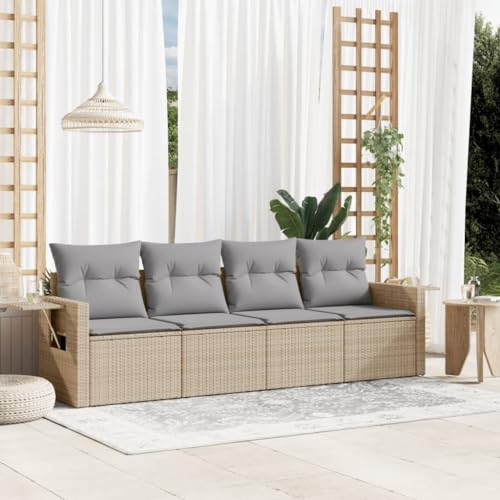 Qnhdfrt Garten Sofa Set 4 TLG Poly Rattan Lounge Möbel mit Kissen Stauraum und Klapptisch für Terrasse Garten Balkon Qnhdfrt Garten Sofa Set 4 TLG Poly Rattan Lounge Möbel mit Kissen Stauraum und Klapptisch für Terrasse Garten Balkon von Qnhdfrt