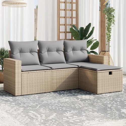 Qnhdfrt Garten Sofa Set 4 TLG mit Kissen PE Rattan Outdoor Möbel für Balkon Terrasse Garten Lounge Sitzgruppe Qnhdfrt Garten Sofa Set 4 TLG mit Kissen PE Rattan Outdoor Möbel für Balkon Terrasse Garten Lounge Sitzgruppe von Qnhdfrt