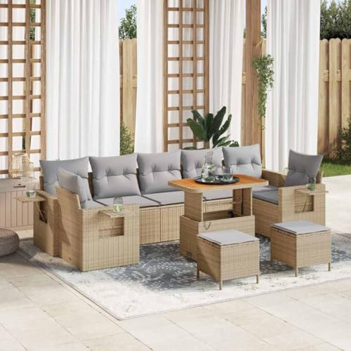 Qnhdfrt Garten Sofa Set 4 Teile Beige Outdoor Rattan Lounge Sitzgruppe mit Couchtisch und Kissen für Balkon Terrasse Garten Qnhdfrt Garten Sofa Set 4 Teile Beige Outdoor Rattan Lounge Sitzgruppe mit Couchtisch und Kissen für Balkon Terrasse Garten von Qnhdfrt
